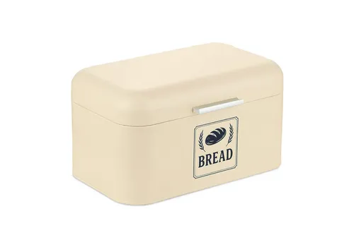relaxdays Brotkasten Retro - Beige, mit Deckel & Griff - Brotkasten im Retro-Look aus robustem Eisen, ideal für die Aufbewahrung von Brot und Brötchen. Hält Gebäck frisch und spart Platz in der Küche mit kompaktem Design und praktischen Belüftungslöchern.