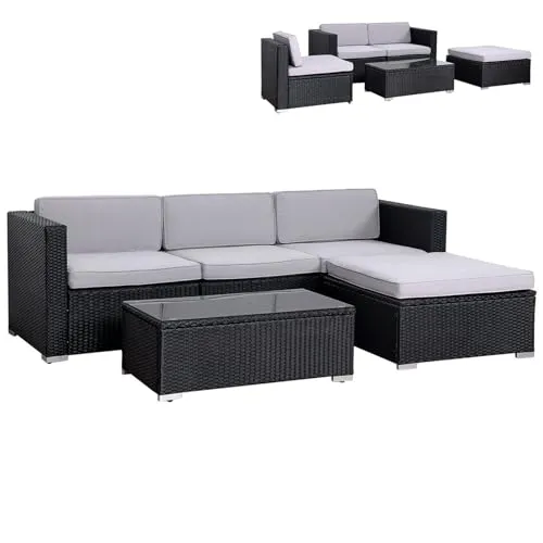 SVITA California Poly-Rattan Lounge Gartenset Sofa-Set Garnitur Gartenmöbel Couch-Set