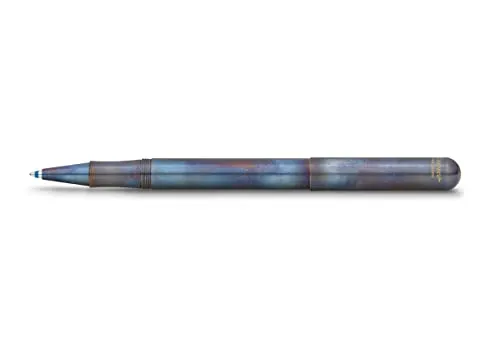 Kaweco LILIPUT Kappen-Kugelschreiber Fireblue I Exklusiver Kuli für Standard D1 Minen inklusive Retro Metallbox I Metall Edelstahl Kugelschreiber 13 cm
