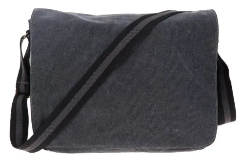 Tasche QUADRA CANVASBAG DIN A4 Canvas Canvastasche Tasche Schultertasche (SCHWARZ)