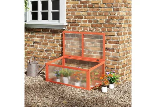 Outsunny Hochbeet - Mini-Gewächshaus 90L x 46B x 40H cm - orange - Zubehör für Gewächshäuser, robust und platzsparend, ideal für enge Räume. Schützt Pflanzen vor Witterung und Vögeln, mit aufklappbarem Dach für optimale Belüftung.