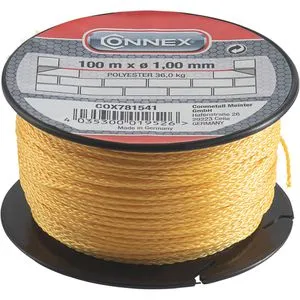 Connex Maurerschnur COX781541, 100m, Ø 1mm, geflochtenes Polyester, gelb