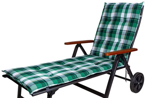 KETTtex Liegenauflage Rollliege Milano 2397 grün-weiß kariert 190x60x6 cm KETTtex, (1 St), Halteband verstellbar mit Bindebändern Klettband