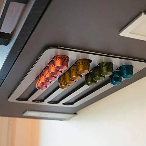 PODY® • Halterung für Kapseln, Kaffeekapseln • selbstklebend • Nespresso Klassik kompatibel • Aluminiumverbundstoff, Silber