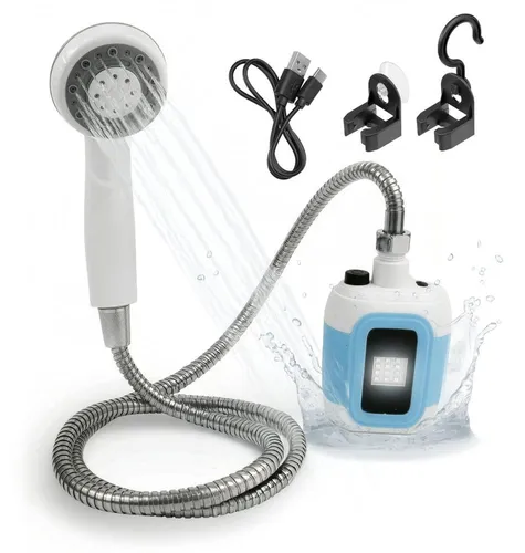EASYmaxx Campingdusche mit Akku | Tragbare 2in1 Outdoor Dusche und Bewässerungsbrause