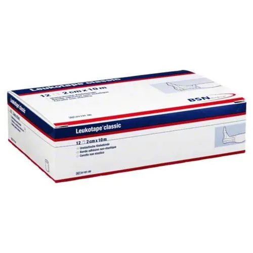 Leukotape Tapeverband Classic - 12 Stück, unelastisch, 10m x 2cm - Sonstige, ideal zum Anlegen funktioneller Tapeverbände mit hoher Klebkraft bei Körpertemperatur und wasserabweisender Beschaffenheit.