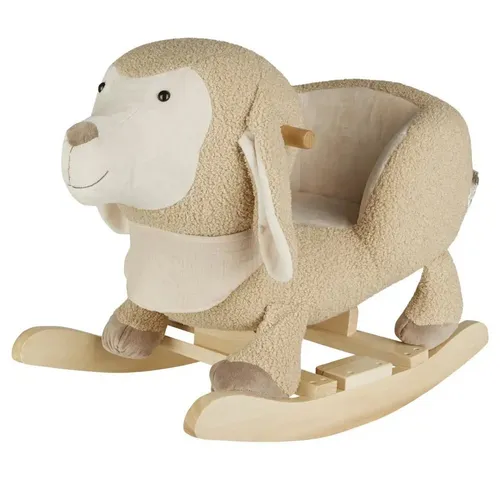 Sterntaler® Schaukeltier Schaf Flocke beige - Schaukeltiere für Kinder ab 12 Monaten, mit weicher Polsterung und stabilen Holzgriffen für sicheres Spielen und Schaukeln. Belastbar bis 30 kg.