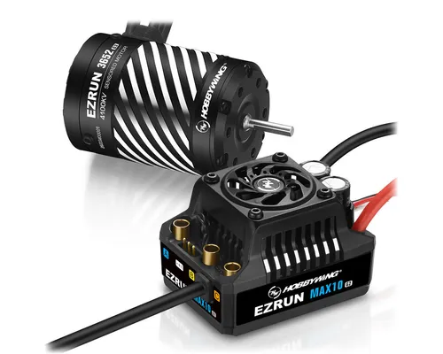 Hobbywing Ezrun MAX10 G2 80A Combo mit 3652SD 4100kV - ESCs/Fahrten- & Flugregler, leistungsstarker 80A Regler für 1/10 Short Course und Trucks, optimiert für bessere Leistung und Fahrverhalten.