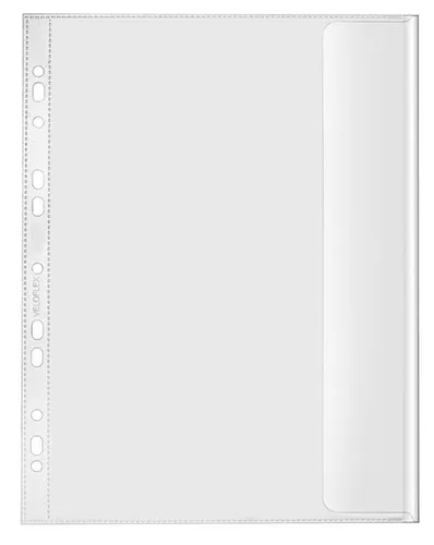 VELOFLEX 5345000 - Dokumentenhüllen DIN A4, dokumentenecht und transparent, 10 Stück für sichere Aufbewahrung wichtiger Dokumente