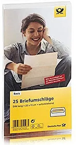 Briefumschläge DIN Lang 25 Stück Selbstklebend ohne Fenster - Deutsche Post ...
