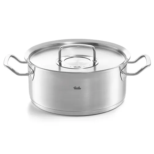 Fissler Original-Profi Collection Braten-Topf 24 cm - Edelstahl-Kochtopf mit Metall-Deckel, ideal für alle Herdarten inkl. Induktion. Mit integrierter Mess-Skala und großen Kaltmetallgriffen für komfortables Kochen.