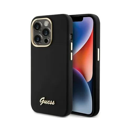 Guess GUHCP15XSMBSLK Hülle für iPhone 15 Pro Max - Standard Handyhüllen mit elegantem Silikon-Design, Metall-Logo und optimalem Schutz für dein iPhone 15 Pro Max.
