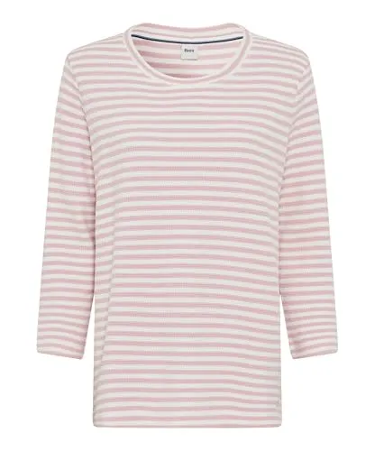 BRAX Style BONNIE Kurzarmshirt - Damen Sweatshirt in Rosa, 100% Baumwolle, mit femininem 3/4-Arm und zeitlosem Streifenmuster für stilvolle Freizeitlooks.