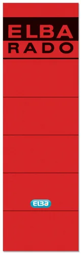 ELBA 100420950 Rückenschilder Rado - 10er Pack selbstklebend in Rot, hohe Deckkraft für 8 cm Ordner, ideal für Büroorganisation