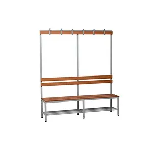 Gürkan Garderobenbank mit Haken und Schuhrost 107344 Grau - Praktische Sitzbank 1,60 m mit stabilen Kleiderhaken und Schuhrost, ideal für Flur und Eingangsbereich.