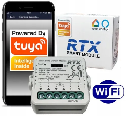 RTX Moduł Sterownik Rolet Żaluzjii Fasadowych Regulacja Kąta TUYA WiFi + RF