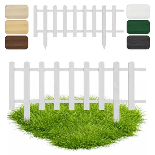 Floranica Beeteinfassung Steckzaun 20 cm x 100 cm Weiß - Dekorative Zäune aus imprägniertem Kiefernholz, witterungsbeständig und ideal als Beet-Umrandung oder kreative Gestaltungselemente für Ihren Garten.