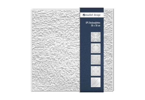 marbet design Wanddekoobjekt TERRA (Deckenplatten aus Styropor EPS - (2 Quadratmeter 50x50cm) Deckenpaneele leicht & robust im modernen Design - Verkleidung Deckenplatten Decke weiß)