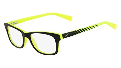 NIKE 5509 029 BLACK/VOLT Kinderbrille - Unisex Kinderbrille mit klassischem Rahmen in Grau, ideal für sportliche Aktivitäten und optimalen UV-Schutz.