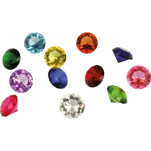 EDUPLAY 130244 Deko Diamanten 30 mm - 12-teilig - Bunte Deko Diamanten aus Glas, ideal für kreative Dekorationen. Perfekt als Vasenfüller oder Streudeko für besondere Anlässe.