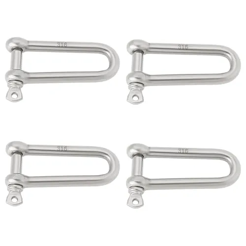The Lord of the Tools 4 Stück 8 Mm D-Schäkel 316 Edelstahl Lange Form Schäkel mit Öse für Wassersport Garten- Und Landschaftsbau Outdoor- Und Campingaktivitäten