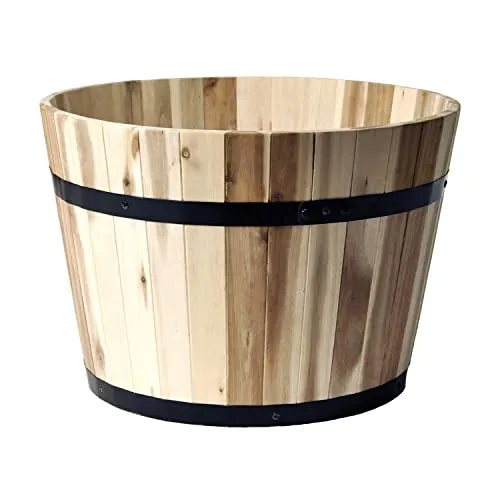 Produktbild colourliving Pflanzkübel aus Akazienholz, rund 29 cm – Naturprodukt für Garten und Balkon
