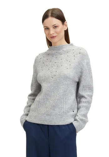 BETTY & CO Damen Strickpullover mit Perlen - Stylischer Casual Pullover in Light Silver Melange, mit eleganten Perlen verziert. Ideal für einen bequemen Alltagslook, perfekt kombinierbar mit Jeans oder Leggings.