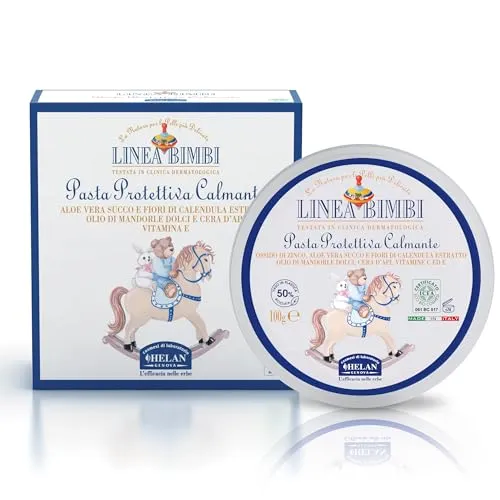 Helan, Linea Bimbi Bio – Beruhigende Schutzpaste, Windelcreme Rötungen und Reizungen, Schützende Paste Feuchtigkeitsspendend Lindernd mit Aloe Vera, Bienenwachs, Vitamin C und E, Made in Italy, 100g