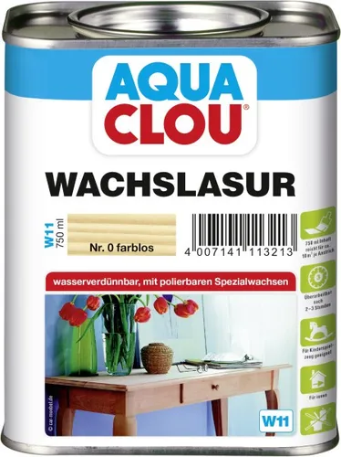 Aqua Clou Wachslasur 750 ml - farblos und matt - Hochwertige Holzlasur für den Innenbereich, schützt und veredelt Holzoberflächen mit transparenter, matter Optik. Ideal für dekorative Holzprojekte.