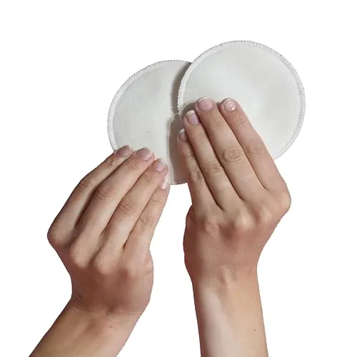 Carriwell 6X Waschbare Stilleinlagen aus Bio-Baumwolle – Wiederverwendbar, Saugstark & Umweltfreundlich | Weich, Atmungsaktiv & Auslaufsicher | Mit Waschbeutel | Schützt vor Mastitis, Weiß