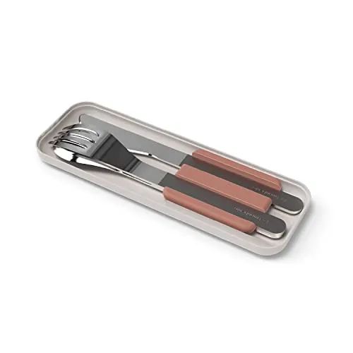 monbento - MB Slim Box - Rosa Moka - Trio Messer - Besteck to go für lunch box MB Original und MB Square mit gabel, löffel und Messer