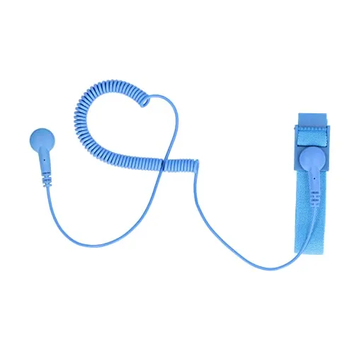 Antistatik-Armband, Verhindern Sie statische Aufladung Verstellbare elastische Schnalle ESD-Erdungsarmband PU-Abdeckung Extra lange Spirale Antistatisches Armband mit Massekabel(Blau)