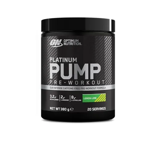 Optimum Nutrition Platinum Pump Pre-Workout, 380 g Dose, Lemon-Lime - Protein Shakes & Muskelaufbau, fördert die Durchblutung und steigert die Trainingsleistung für optimale Ergebnisse.