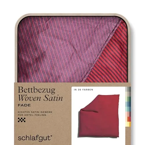 Schlafgut Bettbezug Woven Satin Fade - Bettwäsche in Rot mit feinen Streifen, der Wendebettbezug aus 100% Baumwolle sorgt für höchsten Schlafkomfort und ist pflegeleicht bei 60°C.