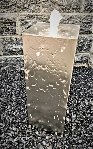 Säulenbrunnen 60 cm eckig aus Edelstahl mit LED Komplettset