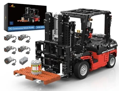 JMBricklayer Technik Gabelstapler Bausteine, 61103 Technic Auto klemmbausteine mit 2.4Ghz RC Ferngesteuert, Baufahrzeuge Modellbausatz Geschenk für Erwachsene und Jungen