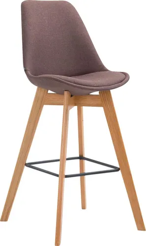 DELUKE Barhocker GIKAR Stoff Braun 48x56x112cm – Moderner Tresenhocker mit Rückenlehne