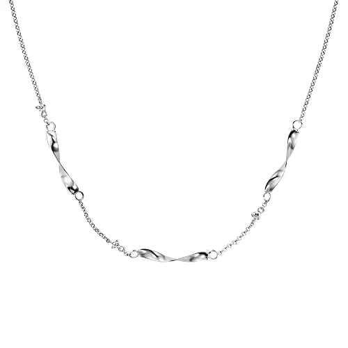 Engelsrufer Damen Halskette Twist aus Sterling Silber - Elegante Kette mit drei funkelnden Zirkonia-Steinen, verstellbar in zwei Längen, nickelfrei und ideal für Allergiker.