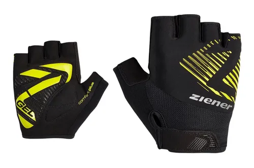 Ziener Curdt-Z Fahrradhandschuhe schwarz/gelb, Größe 9 - Der ZIENER Curdt-Z Kurzfingerhandschuh für Herren bietet mit GEL-Polsterung und rutschfester Innenhand optimalen Komfort für Radtouren. Atmungsaktives Material sorgt für angenehme Kühlung, auch bei längeren Fahrten.