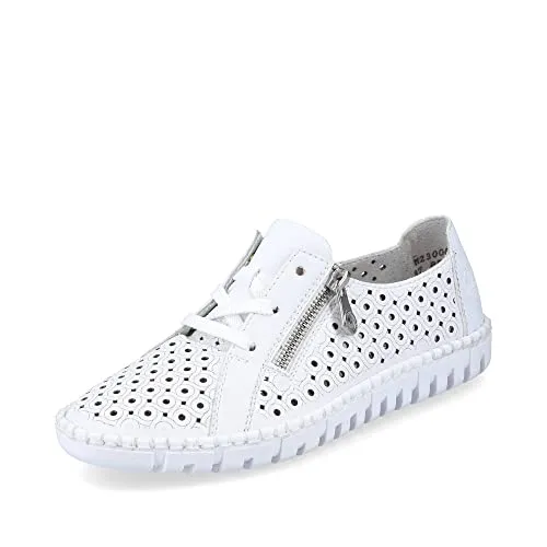 Rieker Damen Low-Top Sneaker M2300 - Damen-Sneaker aus Glattleder mit flacher TR-Sohle, ideal für den Alltag und bieten hohen Tragekomfort dank Reißverschluss und normaler Weite.