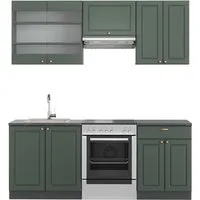Vicco Küchenzeile Fame-Line Landhaus 200 cm - Küchenzeilen im klassischen Landhausstil mit hochwertigen Fronten in Anthrazit und Grün, bieten höchsten Komfort und elegantes Design für Ihre Küche.
