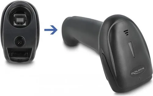Delock Tragbarer Barcode-Scanner mit 100 Scans/Sek. - Barcodescanner mit Bluetooth, USB und RF(2.4 GHz), ideal für schnelles Scannen unterwegs und in Lagerumgebungen.