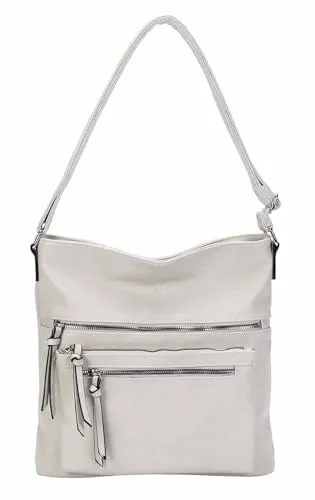 Damen Tasche Umhängetasche Crossbody Shopper Schultertasche Hobo Bag Beuteltasche Crossover Handtasche City Bag Henkeltasche Reise Leder Optik Beige