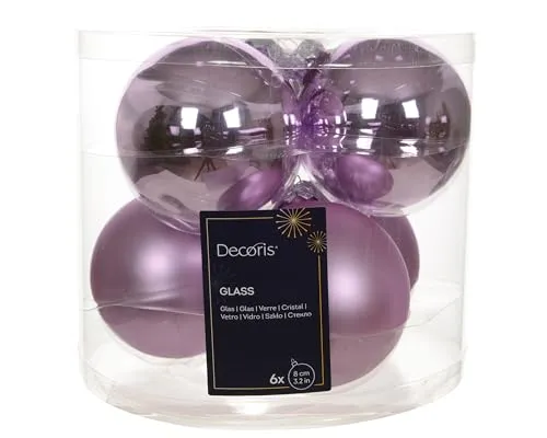 Kaemingk Weihnachtskugeln Glas 8cm 6 Stück in lila von Kaemingk
