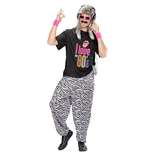 NET TOYS Zebra Jogginghose 80er Jahre Trainingshose XL 54/56 Trainingsanzug Hose 80s Outfit Verkleidung Jogginganzug Bad Tast Kostüm Kleidung