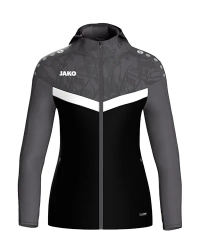 JAKO Unisex Kinder Iconic Kapuzenjacke Schwarz/Anthrazit, 152 EU - Funktionsjacke für Kinder, ideal für aktive Freizeitgestaltung mit Keep Dry Funktion, die Feuchtigkeit abtransportiert und für ein angenehmes Tragegefühl sorgt.