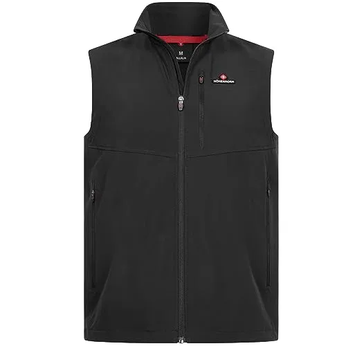 Höhenhorn Allalin Herren Weste Softshell Schwarz Gr. L - Herren-Westen mit atmungsaktiver und wasserabweisender Softshell, ideal für Freizeit und Sport. Ausgestattet mit zwei Reißverschlusstaschen und hochstehendem Kragen für optimalen Schutz.