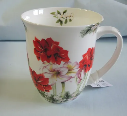 Porzellan Tassen Amaryllis Ambiente 0,4l Becher groß Weihnachten Blumen BLÜTEN 1