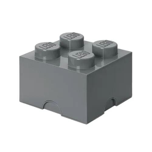 Room Copenhagen Lego Aufbewahrungsstein, 4 Noppen, Stapelbare Aufbewahrungsbox, 5,7 l, Dunkelgrau, Grau, one Size 40031754