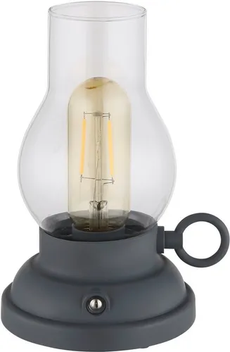 GLOBO LIGHTING LED Tischleuchte PETRO, Dimmer, Dimmfunktion, Ein-/Ausschalter, mehrere Helligkeitsstufen, LED fest integriert, Warmweiß, Akkutischleuchte, mobile Leuchte, Petroleumlampen-Design